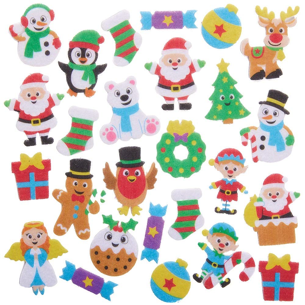Baker Ross FX380 Christmas Felt Stickers - Pack of 80, Christmas Stickers for Children, Scrapbooking and Decorating