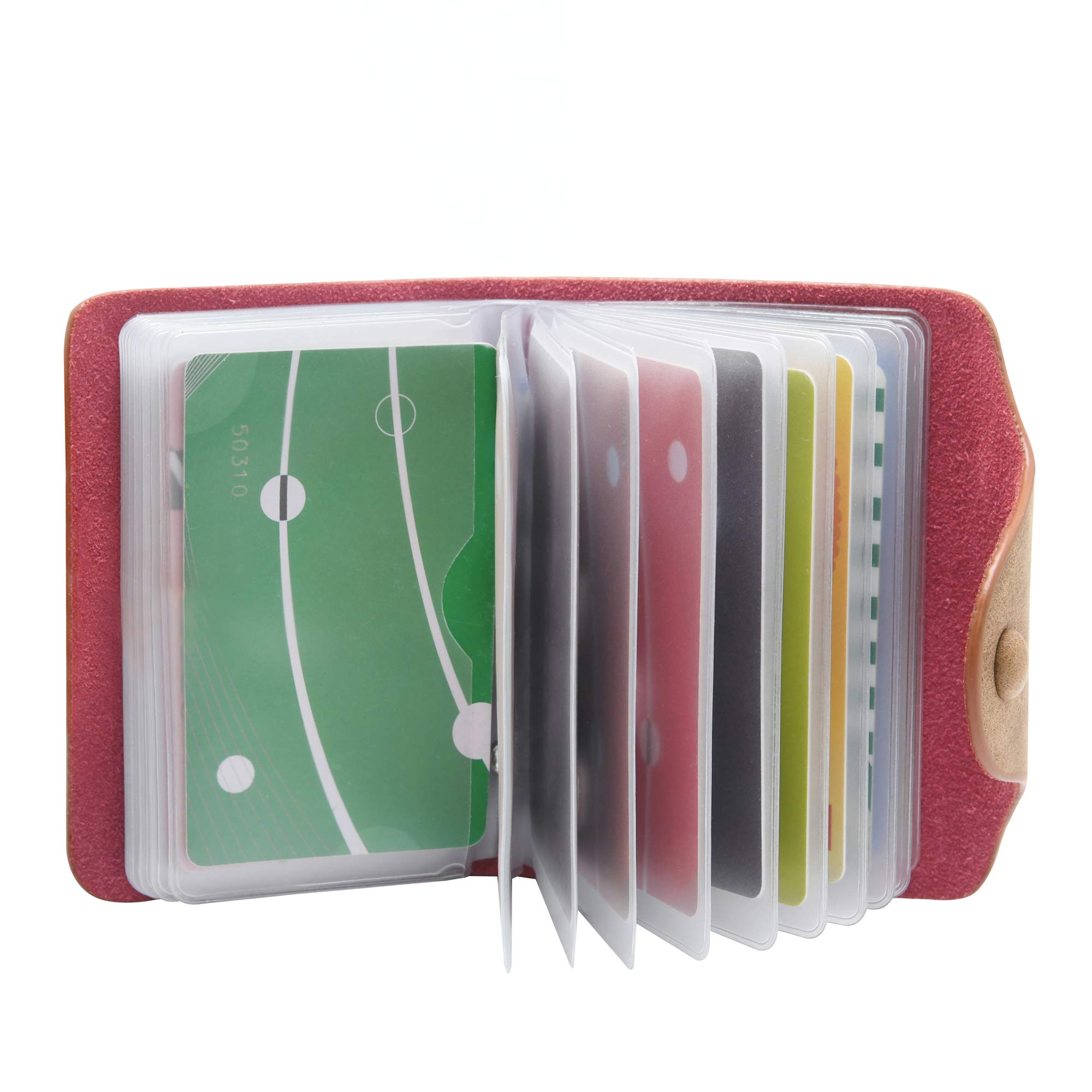 GERIINEER Credit Card Holder for Men and Women Leather 20 Slots, Brown, 10.5cm*7.5cm*2cm, Classic