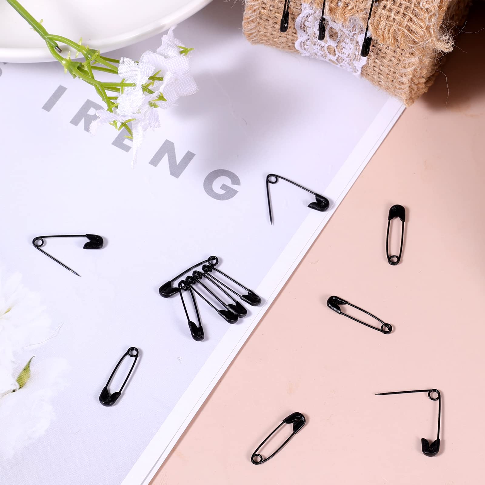 120 Pcs 19mm Safety Pins, Mini Black Pins for Art Craft Sewing Jewelry Making Small Metal Pin for Clothes