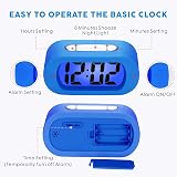 Plumeet Digital Alarm Clock Travel Clock Snooze Nightlight Battery Powered Blue view 6