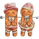 QIONG MENG Funny Gingerbread Hand Towels Set of 2 Cute Gingerbread Man Women Kitchen Towels House Christmas Birthday Gift for Home Kitchen Bathroom Decoration