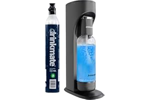 Drinkmate OmniFizz Sparkling Water and Soda Maker, Carbonates Any Drink, with 60L CO2 Cylinder (Matte Black)