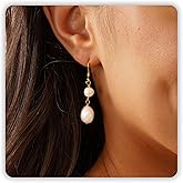 Sereney Pearl Earrings for Women, Sterling Silver Earrings as Wedding Gift Freshwater Pearl Drop Earrings as Gold Earrings Prom Jewelry as Prom Gifts