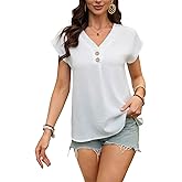 DUKAKII Women's Dressy Casual Shirt Sleeveless V-Neck Button Down Work Tops Business Casual Summer Tops