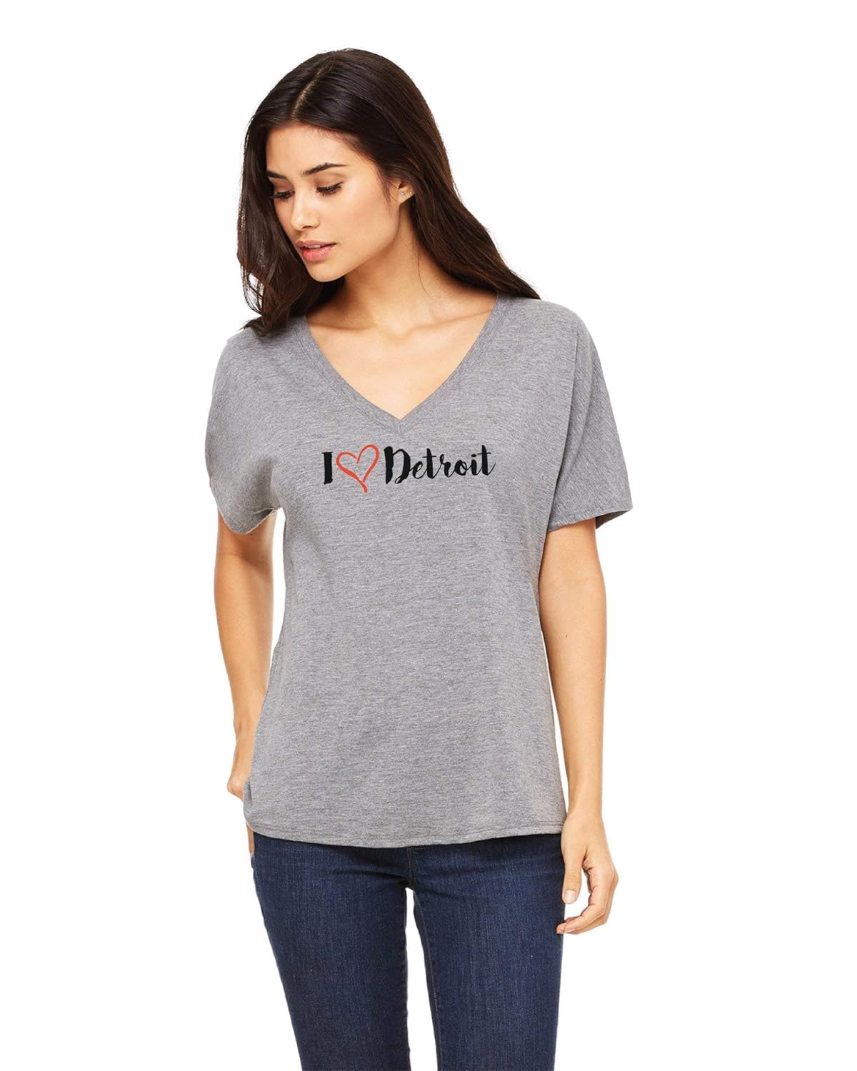 Slouchy at Love - Detroit ... V-Neck T-Shirt - I Grey Women\u0027s