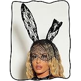 CAKURE Bunny Ears Headband Lace Black Bunny Mask Headbands Halloween Ears Masquerade Hair Accessories for Women