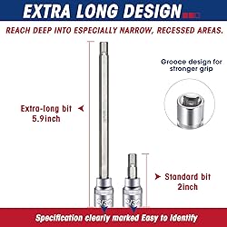 RIZOM 18-Piece 3/8 Inch Drive Extra Long Allen Hex