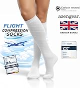 aZengear Compression Socks 20-30 mmHg Knee-High Seamless Toe White S-M view 5