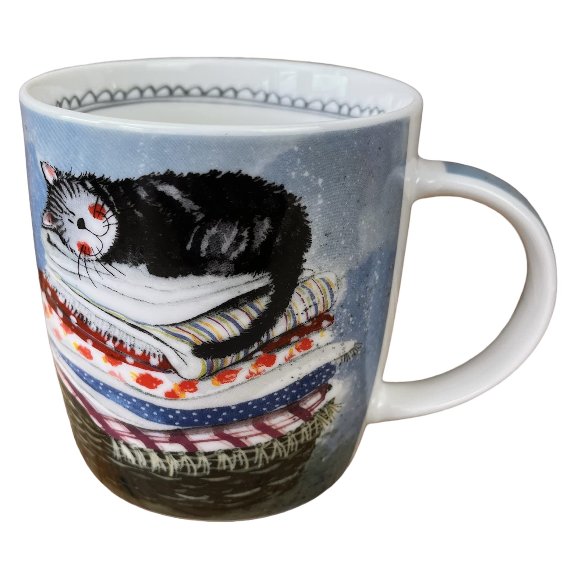 Alex Clark Laundry Basket Cat Mug - Feline - Original Artwork - Cup for Cat Lovers - Gift Ideas - Perfect for Coffee & Tea - Vegan Friendly - Designed in The UK...