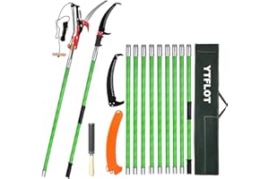 YTFLOT 2-32 Feet Pole Saws For Tree Trimming Manual Pole Saw Tree Trimmers Tree Pruner Extendable Tree Pole Saw Green