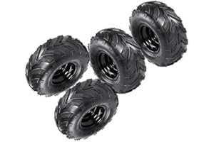 Kemblawolf 4 Pack 145x70-6 145/70-6 Tubeless Tires and Rims 6" ATV Go Kart Quad Wheels 3 Stud 78mm for 50cc 70cc 90cc 110cc 125cc TaoTao Coolster Kazuma Dune Buggy Mini Bike