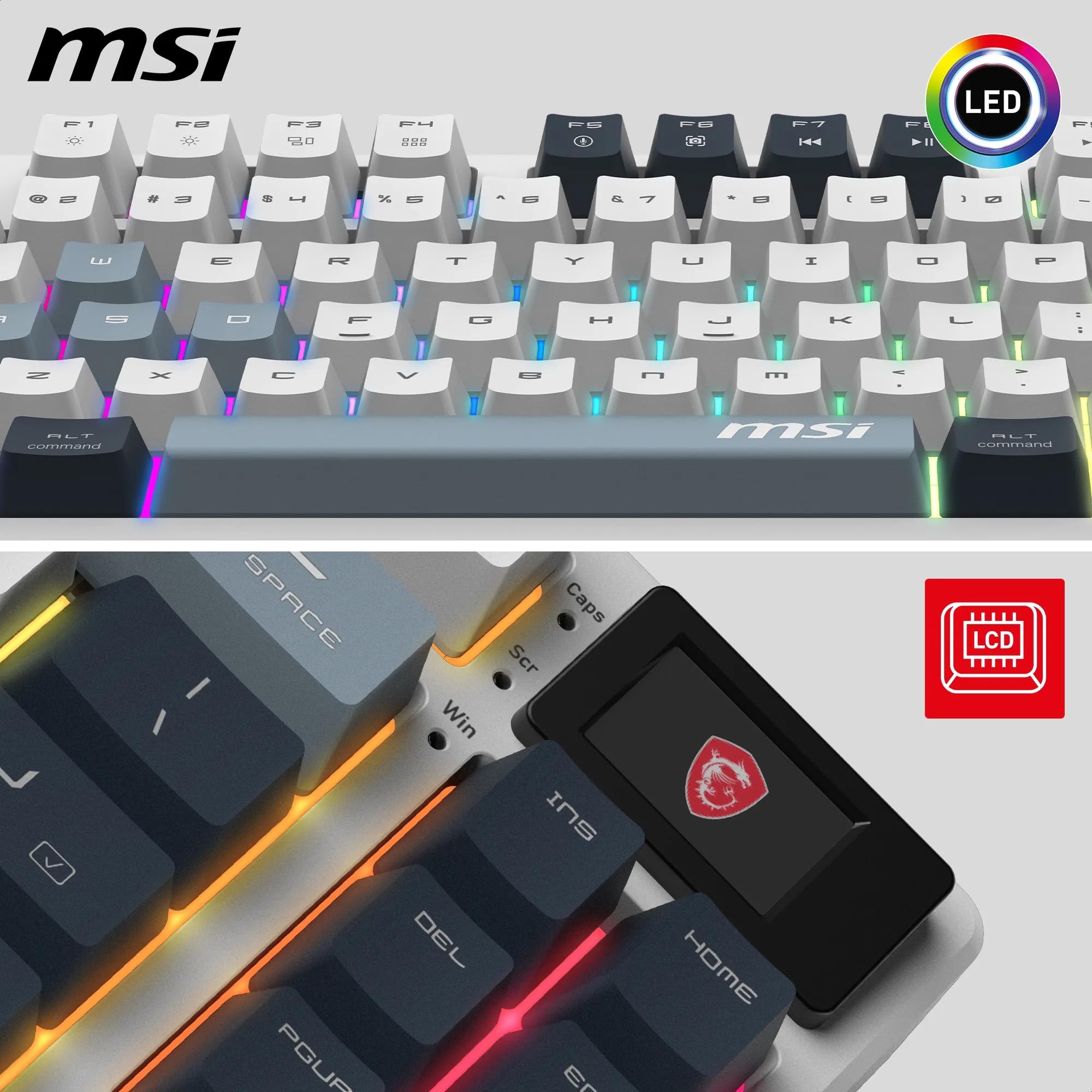 MSI Forge GK600 TKL Wireless Sky QWERTZ, DE Layout – MECHANISCHE LINEARE SWITCHES – PBT-Tastenkappen mit Farbsublimationsdruck, rutschfeste Unterseite, RGB-LED, Bluetooth, 2,4 GHz – ohne Ziffernblock 5