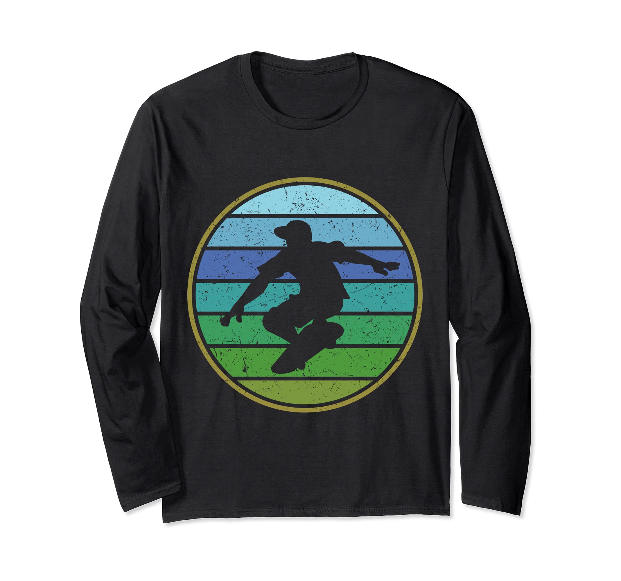 Skate Vintage Skater Retro Skateboard Skateboarding Long Sleeve T-Shirt