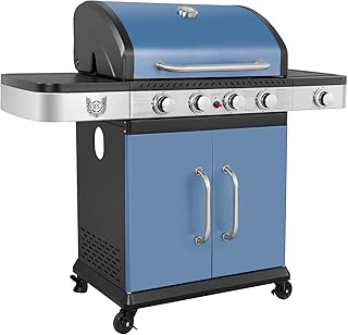 BBQ Chief MAXXUS Gasgrill Color 4+1 - Grillwagen attraktives Design - 4 Edelstahl-Brenner, 1 Seitenbrenner und Gusseisen Grillrost (Ocean)