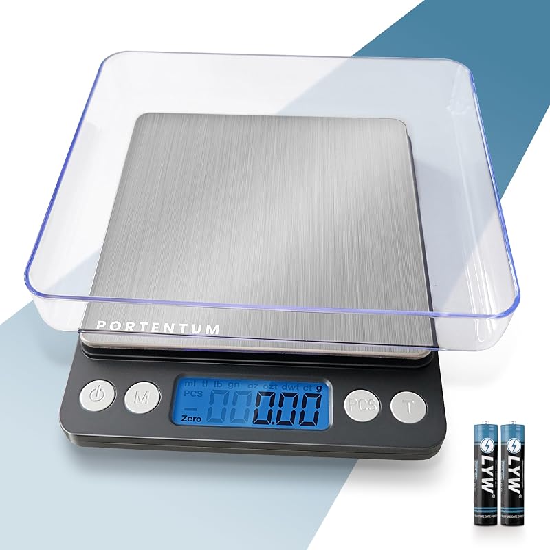 PORTENTUM Digital Kitchen Scale 500g/0.01g Stainless Steel