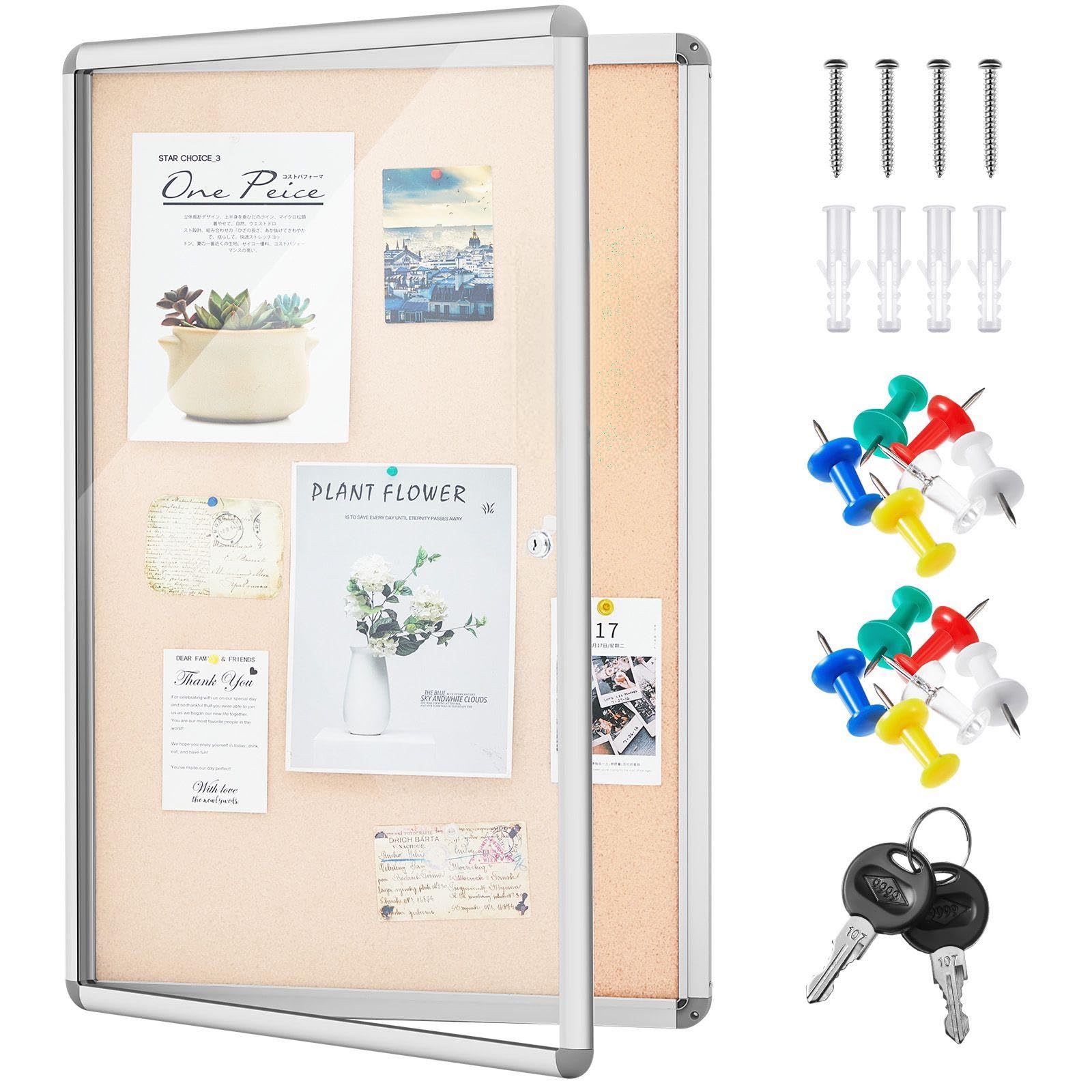 Photo 1 of (used) Geetery 36 x 48 Inch Enclosed Fabric Bulletin Board Tamperproof Lockable Noticeboard Fabric&Aluminium Frame Display Cases
