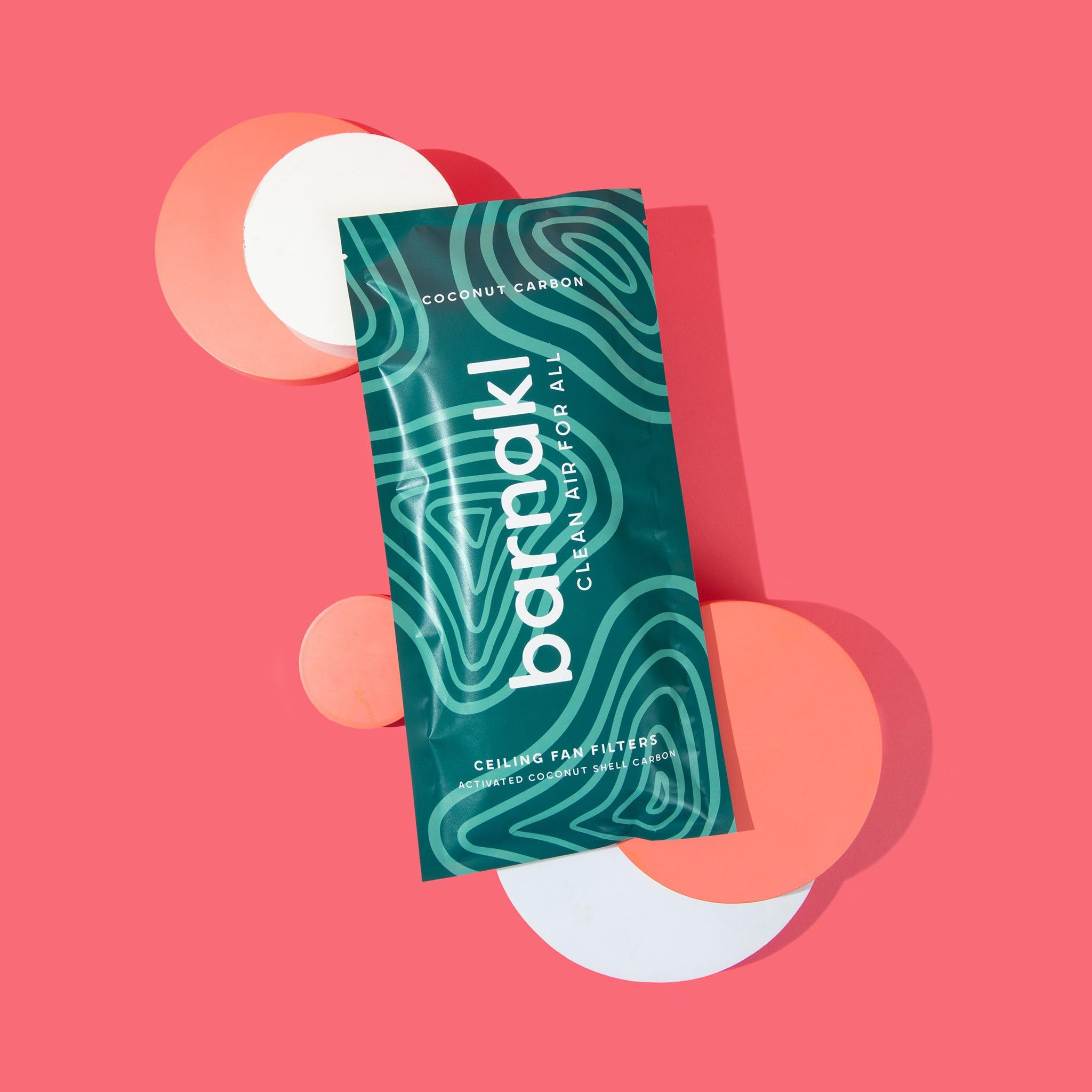 Barnakl Ceiling Fan Air Purifier Pads, Activated Coconut Shell Carbon Fan Filters Trap Dust, Odors & Allergens, Easy-Stick Universal Fit for Ceiling Fan Blades, Odorless & Unscented - (3 Count)