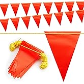 Safety Warning [Enhanced Density] Pennant Banner Flag Sign – 105FT OSHA High Visibility Triangle Signs for Construction Zones, Roadwork, and Hazard Areas(ORANGE FLAG+YELLOW STRING,80PCS,105FT)