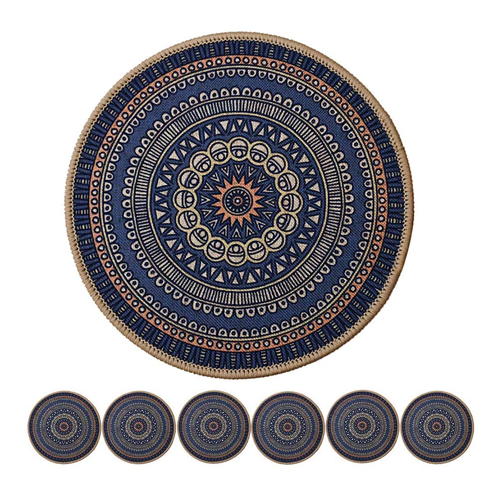 Morning View Colorful Boho Plant Pot Mat Set of 6 Absorbent Non Slip for Table Desk Floor 8.5 Inch
