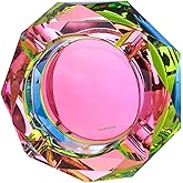Kaforise Heavy K9 Crystal Ashtray for Cigarettes – Cool Color-Changing Glass Ash Tray for Outdoor Patio & Home Decor – Fancy Geometric Tabletop Accessories, Unique Luxury Gift for Men Smokers (02)