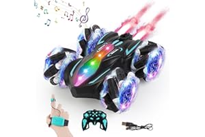 Syozac Upgraged Gesture Sensing RC Stunt Car with Lights & Music, Hand Gesture Remote Control car Toy with 360° Spins Gesture RC Spray Car Birthday Toys Gifts for 6 7 8 9 10 Year Old Boys