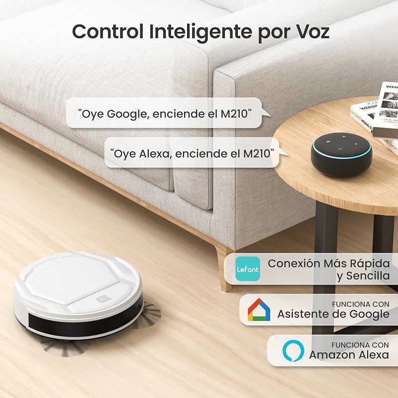 M210 Robot Aspirador, 2200Pa, 120min, Suelos Duros, Modo Silencioso