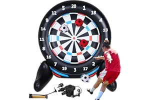 Motionchic Inflatable Giant Kick Darts Games (Over 6ft Tall), Jumbo Outdoor Soccer Target Dartboard with Soccer Balls and Air Pump, Large Kick Game Carnival Games for Yard Family Kids Adults (Black)