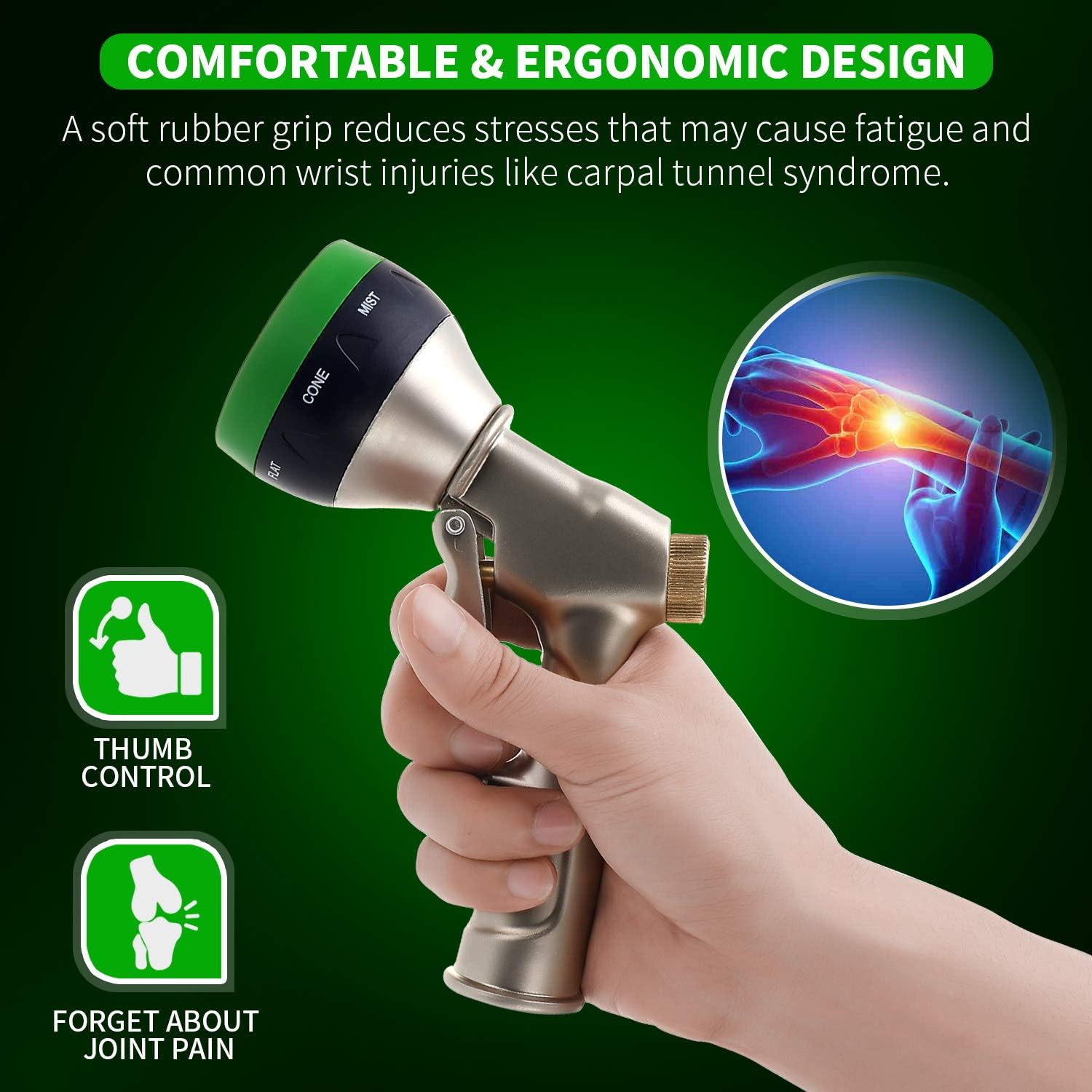 Garden Hose Nozzle, High Pressure Metal Hose Spray Nozzle for Garden Hose, 7 Function Sprayer Nozzle in Lawn and Garden : Garden & Outdoor