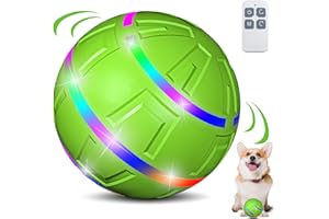 HYQ Interactive Dog Toys Ball, Peppy Pet Ball for Dogs, Durable Vibrating Dog Ball with Remote Control LED Lights, Activated Automatic Moving Dog Toy for Small/Medium/Large Dogs