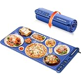 Warming Mat For Food Extra Large 32"x15", Electric Silicone Food Warmer Trays for Chafing Dishes &amp; Buffet,Portable Countertop Food Warmers for Parties, 7-Level Temp 8-Hour Timer， Blue