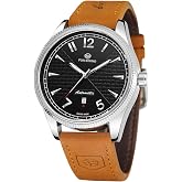 FORSINING Men's Hand-Wind Mechanical Simple Analog Dial Fashion Leather Strap Wrist Watch