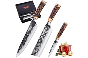 Topfeel Kitchen Knife Set, 3 PCS Japanese Chef Knife Set, Hand Forged High Carbon Stainless Steel Knives Sets，Ultra Sharp Pro