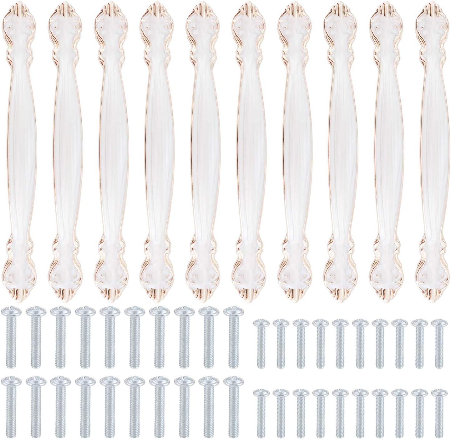 TsunNee 10PCS Vintage Cabinet Handles, Carved Drawer Pull Handles, Antique Cupboard Bow Pulls, Furniture Door Pull Handles