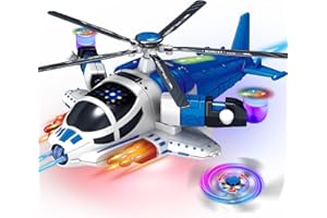 Helicopter Toy for Toddlers 1-3 with Lights and Sounds, 360°Freedom and Operated Automatic Bump Autism Sensory Light Up Toys 