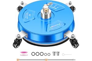 LIDODOLA 14" Pressure Washer Surface Cleaner with 4 Wheels - Coated Blue Stainless Steel Surface Cleaner for Pressure Washer Attachment for Concrete, Driveway, Patio, Sidewalk, Deck and Driveways - PWS14B