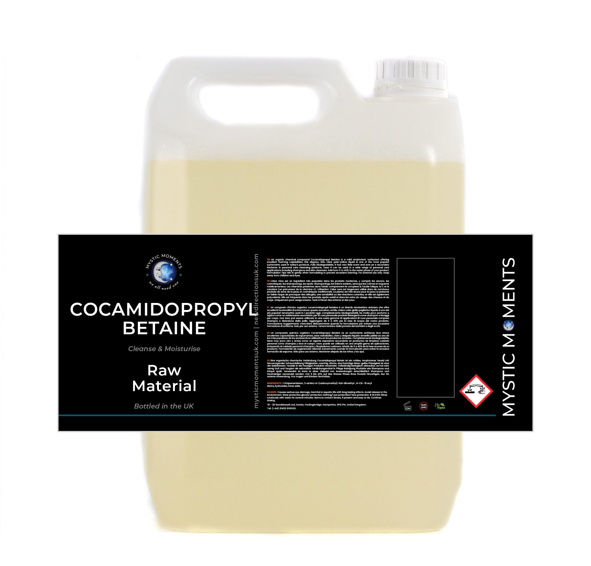 Mystic Moments | Cocamidopropyl Betaine Liquid | Mild Amphoteric Surfactant | High Foaming Biodegradable Ingredient for Shampoos, Body Wash & Skincare Cleansers | Cosmetic Grade | 5Kg