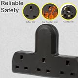 Invero 3 Way Mains Adaptor, 9-Port UK 3 Pin Plug, Cable Free, 13A Black view 6