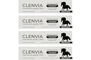 CLENVIA Horse Paste 1.87% – Apple Flavored Wormer – 6.08g Tube – Treats Up to 1250 lb (4 Pack)