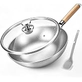 Keith 14'' Titanium Wok Pans for Cooking, Non-Stick Stir Fry Pan with Lid | Pure Titanium Cookware, 5 Quarts Capacity, Non Toxic Wok, PFAS, PFOA &amp; PTFE Free, Gas &amp; Open Fire Only, Dishwasher safe