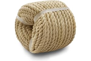 VEIZEDD Cotton Rope 3/8 Inch x 100 Feet,3 Stand Brown Nautical Rope for Crafts, Sports,Plant Hanger,Wall Hanging