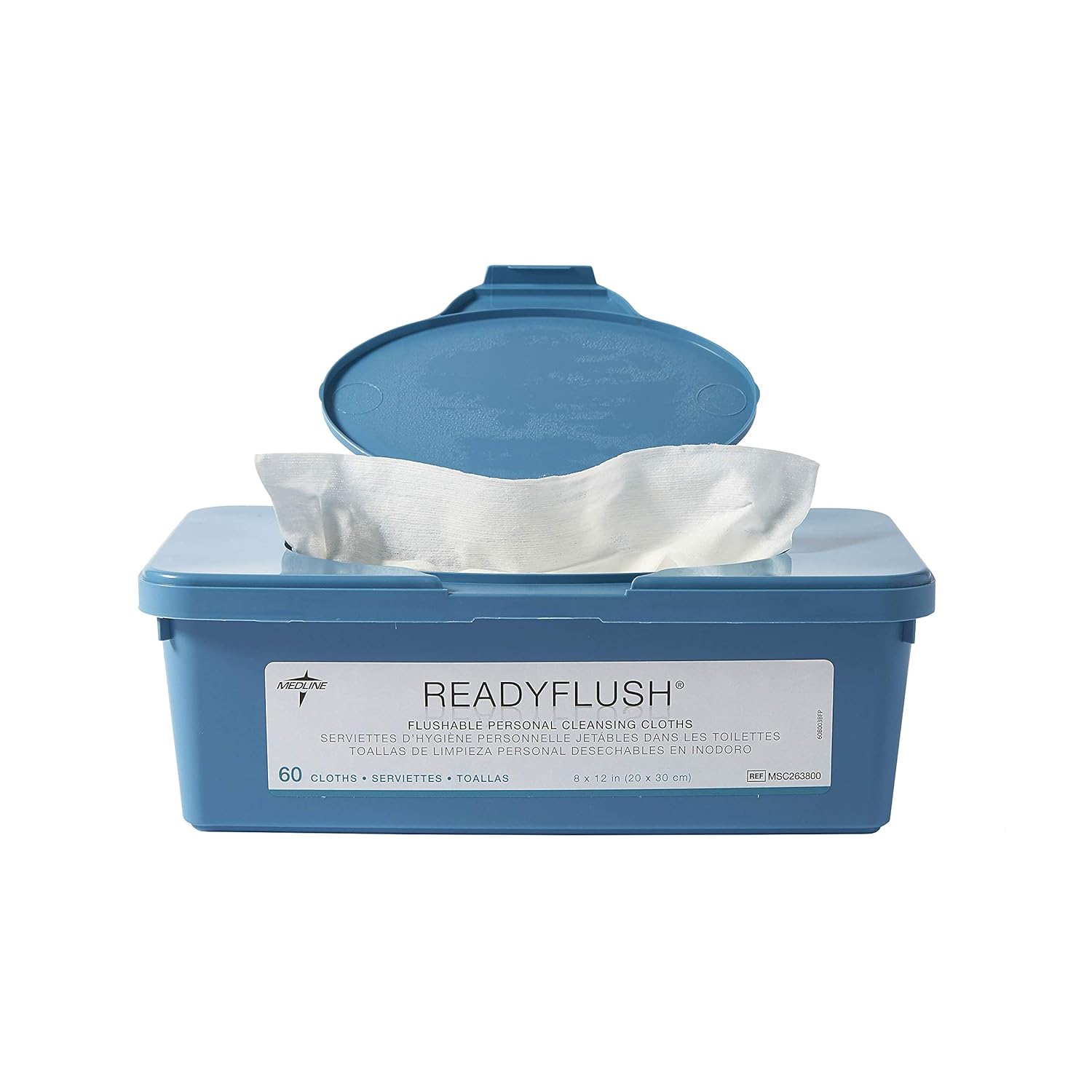 Medline MSC263800H ReadyFlush Large Adult-Sized 8x12 Personal Cleansing Cloths - Tub of 60 Flushable Wipes: Industrial & Scientific