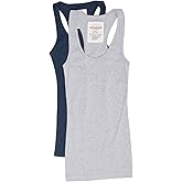 2 Pack Zenana Women's Basic Ribbed Tank Top Small Navy, H Gray