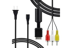 CHENLAN New AV Cable & AC Power Cord Bundle for Original Playstation 2