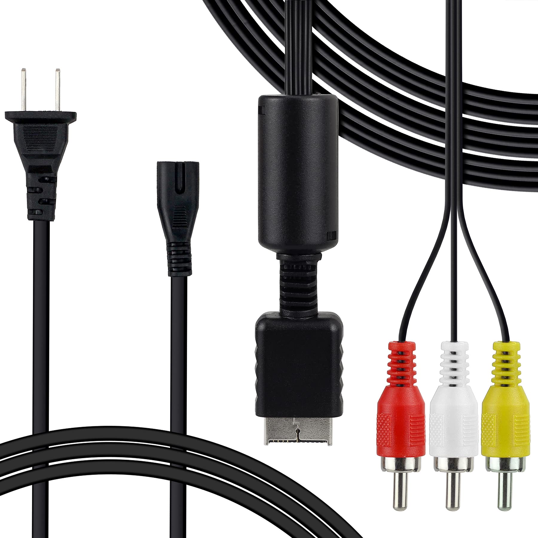 CHENLAN New AV Cable & AC Power Cord Bundle for Original Playstation 2