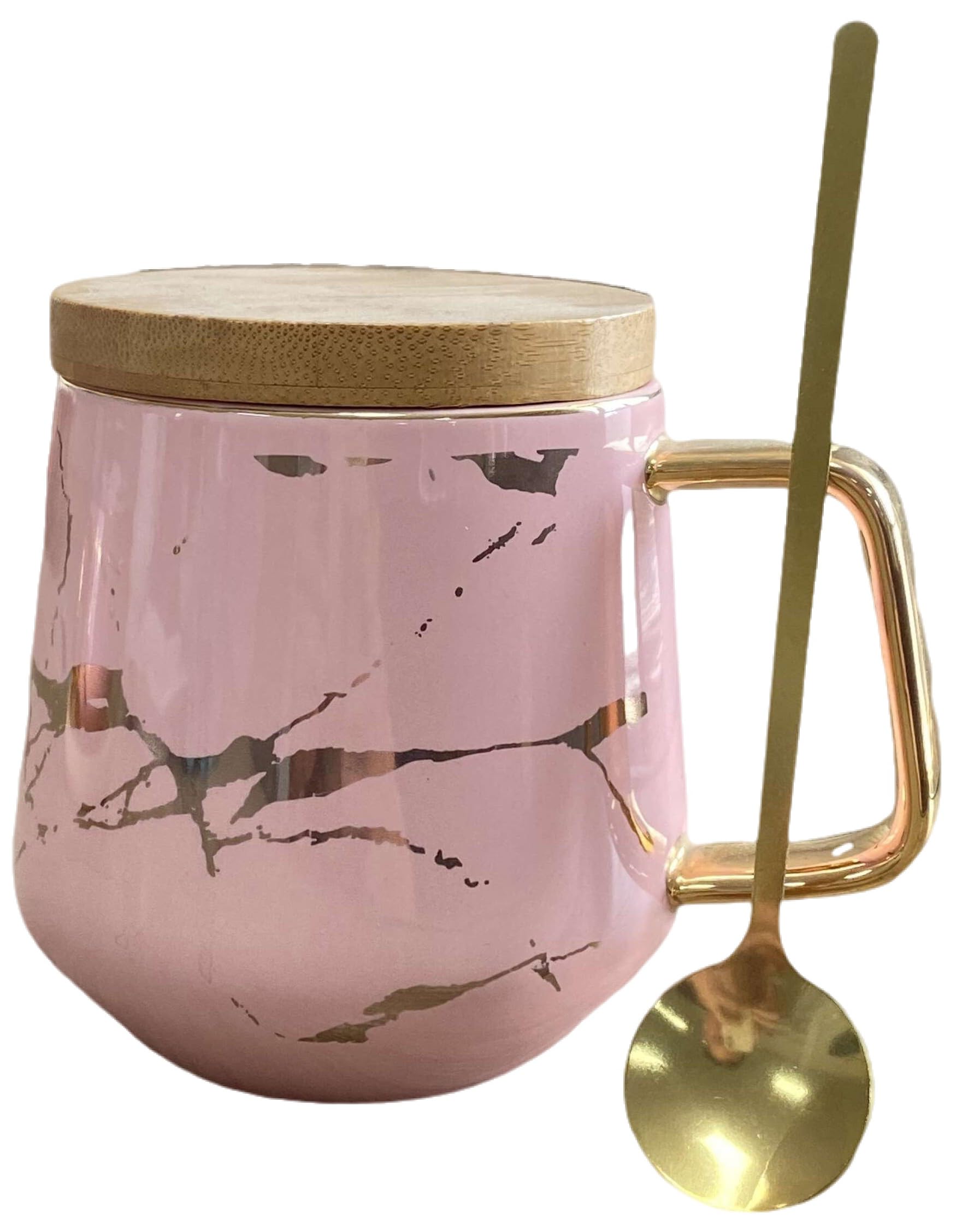 Photo 1 of ***SIMILAR ITEM***
Eplze YBK Tech Porcelain Tea Cup Coffee Mug Set for Afternoon Tea - Marble Pattern (Pink, Tall 400ml + wood lid)