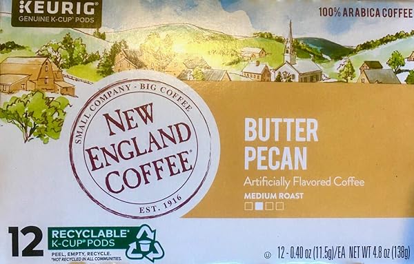 NEW ENGLAND COFFEE – BUTTER PECAN COFFEE – 12 K-CUP PODS