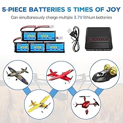 AMZZN 5PCS 3.7V 450mAh 30C Lipo Battery with 5-in-1