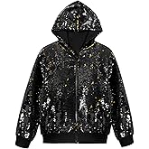 Lars Amadeus Sequins Jacket for Men's Long Sleeves Zip Up Flip-Sequin Sparkle Metallic Hoodie Jackets