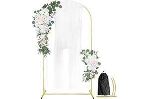 GILPWA Arch Backdrop Stand, 6.6FT Wedding Arch, Stable Balloon Arch Frame for Baby Shower Birthday Wedding Party Garden Floral Balloon Arch Background Decoration, Gold