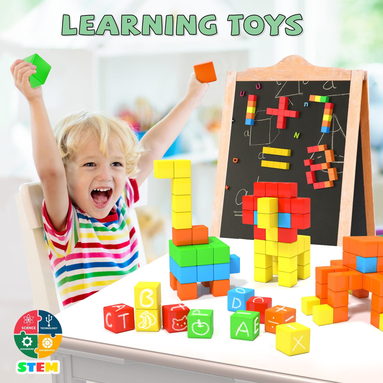 Hiwawind Magnetic Blocks for Toddlers -Classroom Must Haves STEM Learning Toys for 3-5 Year Old Boys & Girls, Safe & Strong Building Blocks with ASMR Sounds,Ideal Gifts for Kids 3+